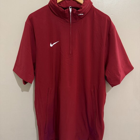 Nike Football Coaches Lightweight 1/4 Zip Hooded SS Jacket Red FJ9548-613 Mens L - Picture 1 of 9